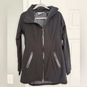 Athleta Jacket Womens medium Long Black Soft Shell Full Zip Bainbridge Trench
